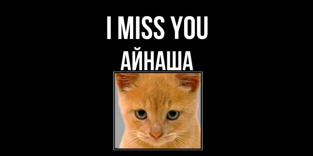 Greetings card с именем, АЙНАША I miss you открытки рыжий котенок скучает по тебе Greetings with text for free download 