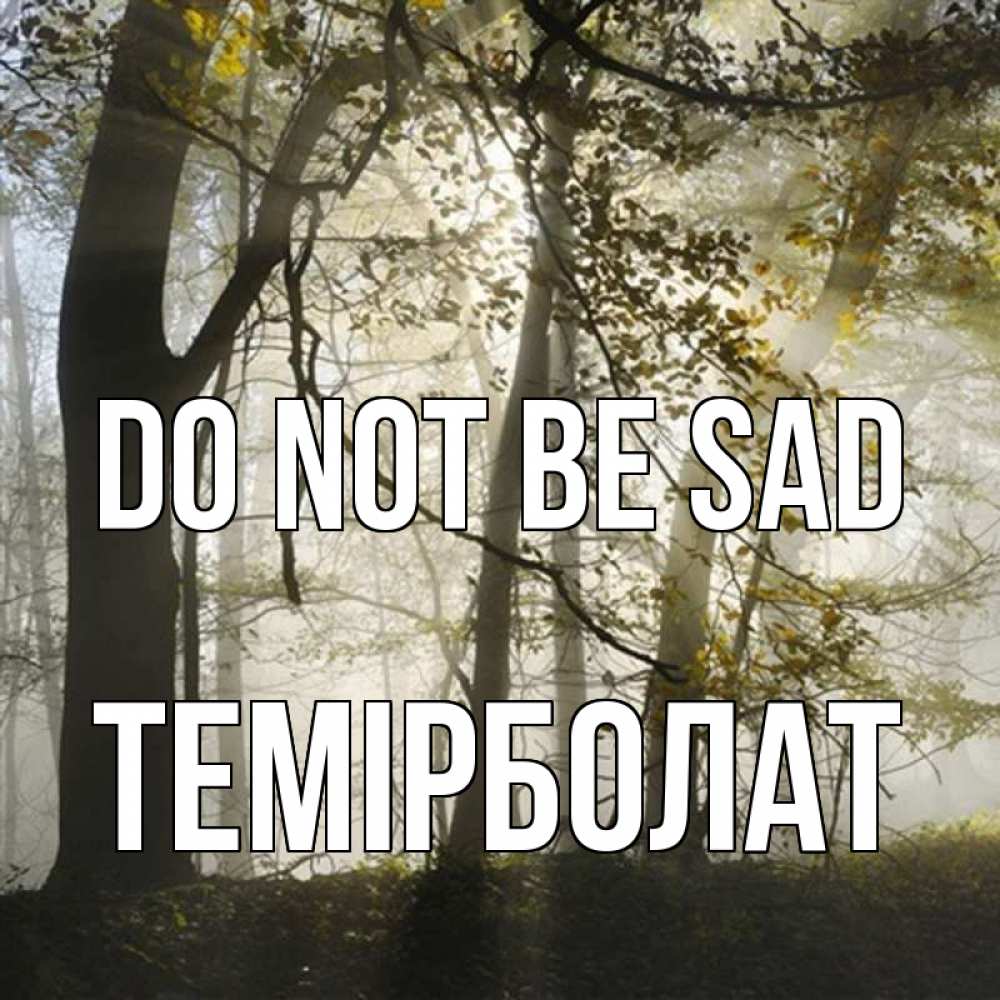 Greetings card с именем, ТЕМІРБОЛАТ Do not be sad лес и свет Greetings with text for free download 