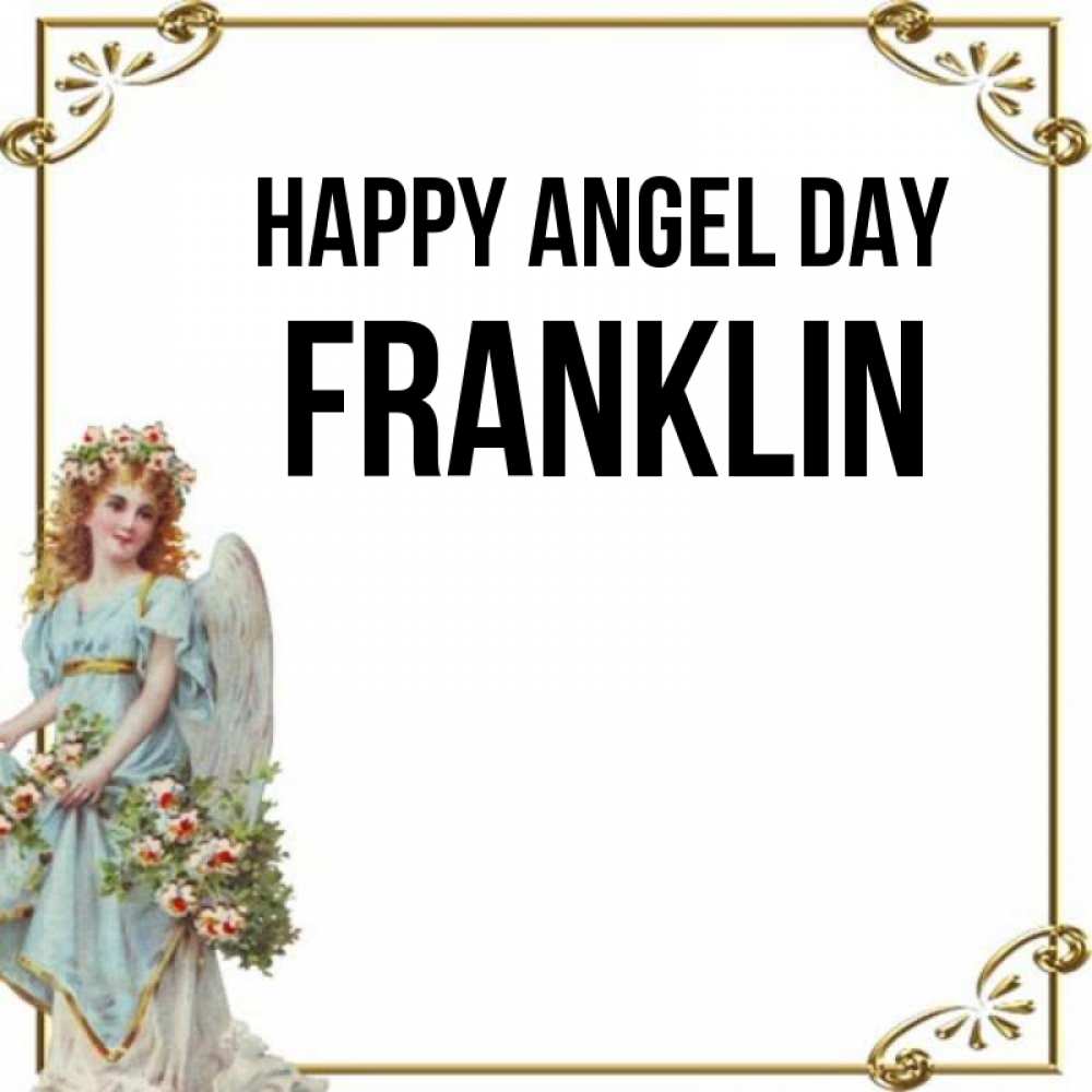 Greetings card с именем, Franklin happy angel day с именинами от девушки ангела Greetings with text for free download 