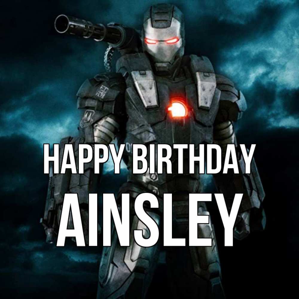 Greetings card с именем, Ainsley Happy Birthday марвел супергерой в новом костюме Greetings with text for free download 