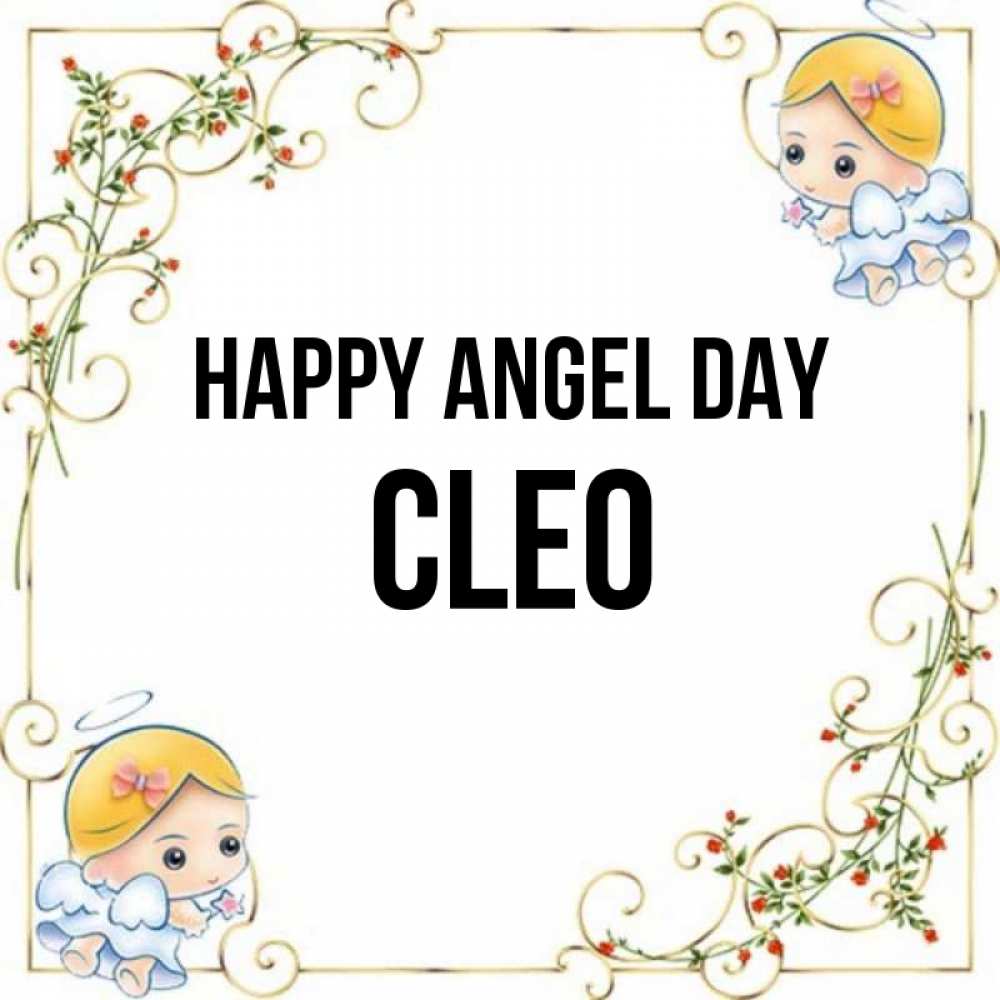 Greetings card с именем, Cleo happy angel day девочки ангелы Greetings with text for free download 