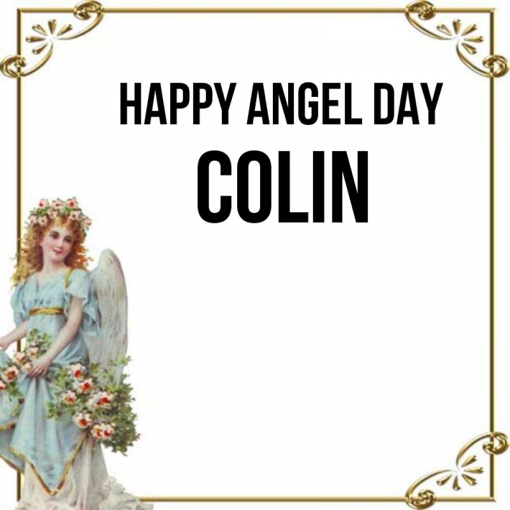 Greetings card с именем, Colin happy angel day с именинами от девушки ангела Greetings with text for free download 