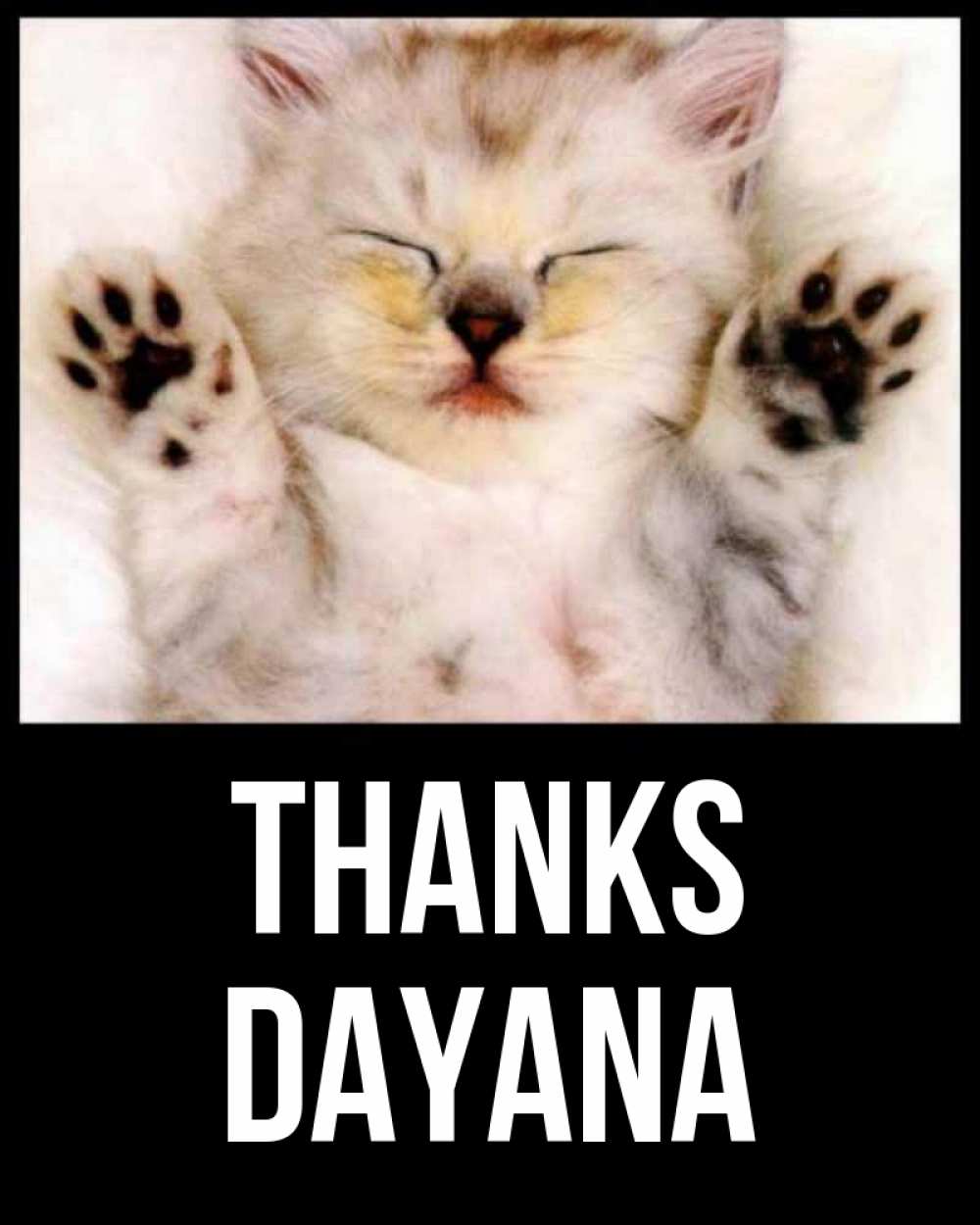 Greetings card с именем, Dayana Thanks маленький котенок Greetings with text for free download 