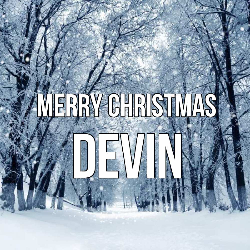 Greetings card с именем, Devin Merry Christmas снег, лес, парк Greetings with text for free download 