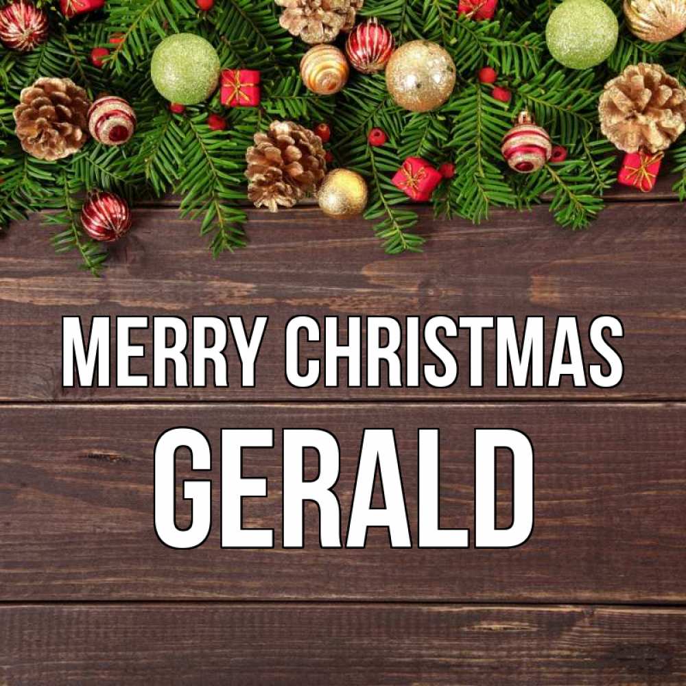 Greetings card с именем, Gerald Merry Christmas с рождеством Greetings with text for free download 