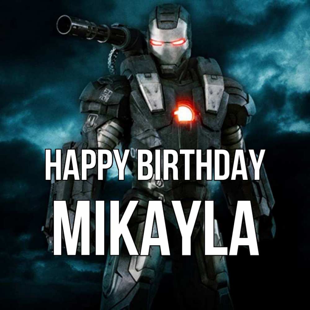 Greetings card с именем, Mikayla Happy Birthday марвел супергерой в новом костюме Greetings with text for free download 