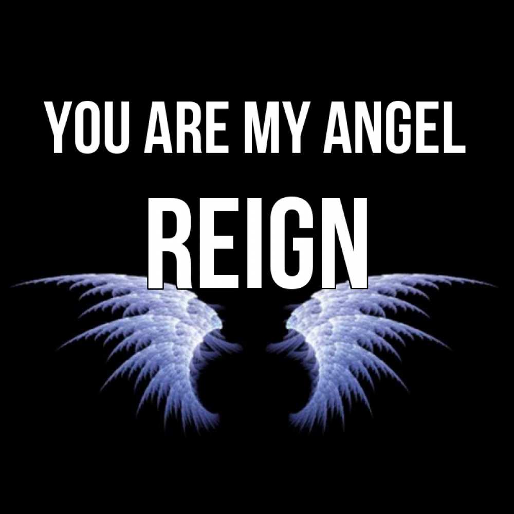 Greetings card с именем, Reign You are my angel ангельские крылья на черном фоне Greetings with text for free download 