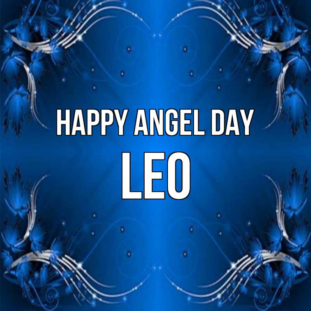 Greetings card с именем, Leo happy angel day красивая рамочка с узорами Greetings with text for free download 