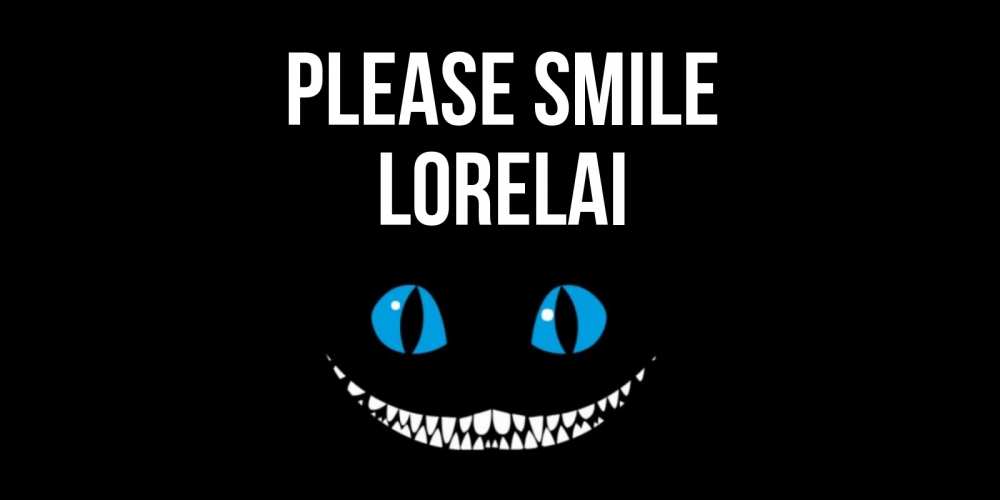 Greetings card с именем, Lorelai Please smile кот улыбается Greetings with text for free download 