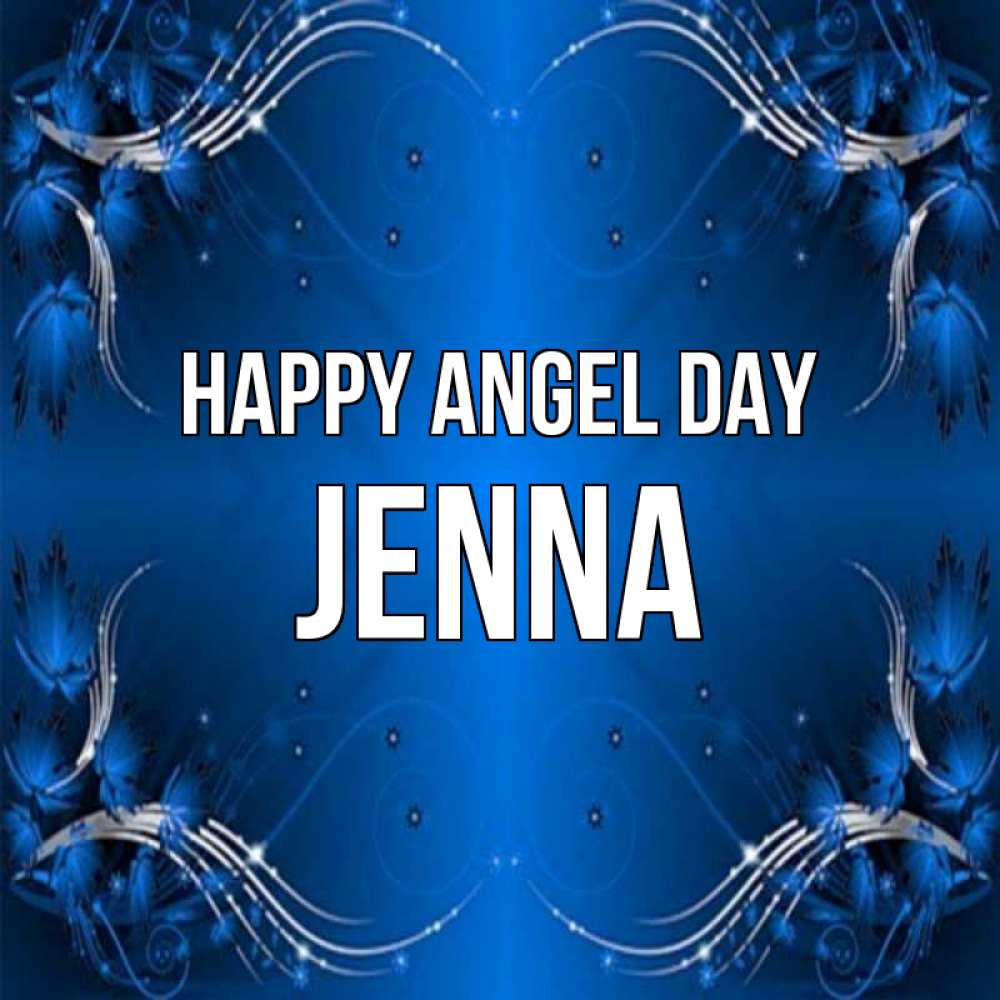 Greetings card с именем, Jenna happy angel day красивая рамочка с узорами Greetings with text for free download 