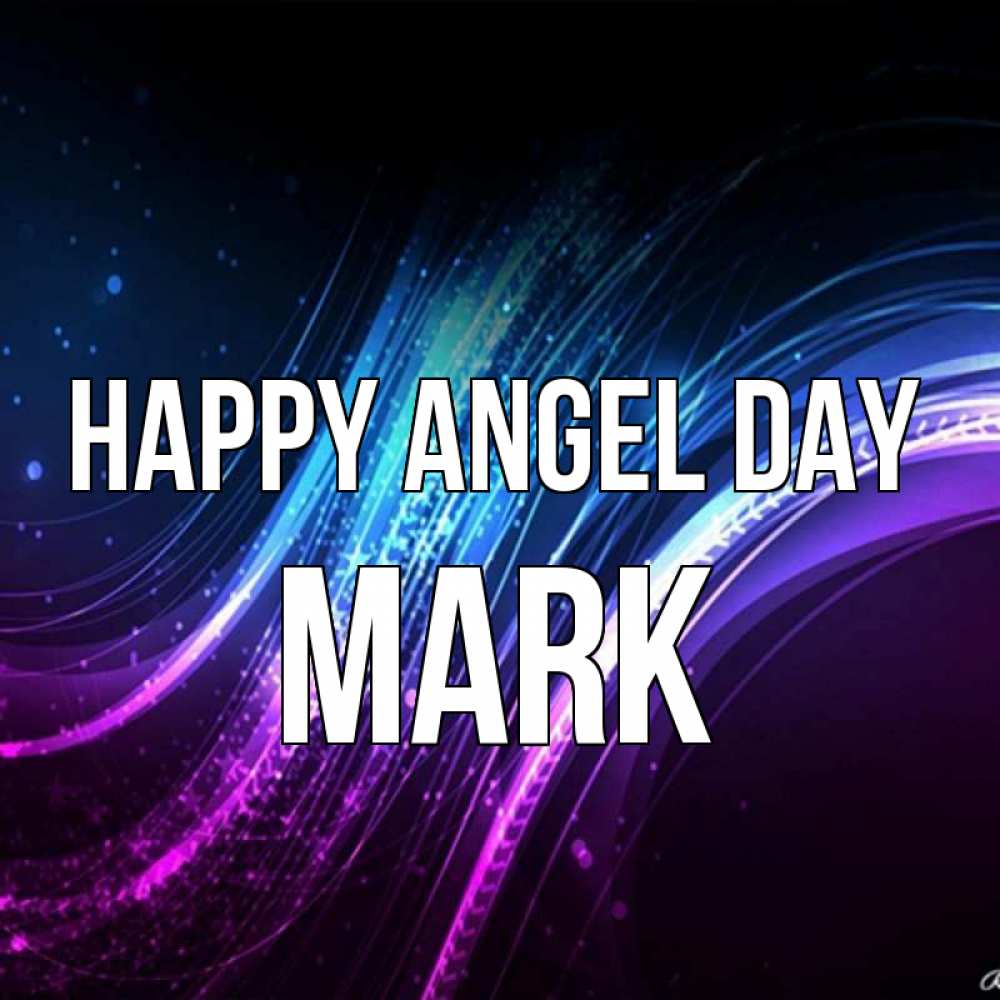 Greetings card с именем, Mark happy angel day фиолетовый фон Greetings with text for free download 