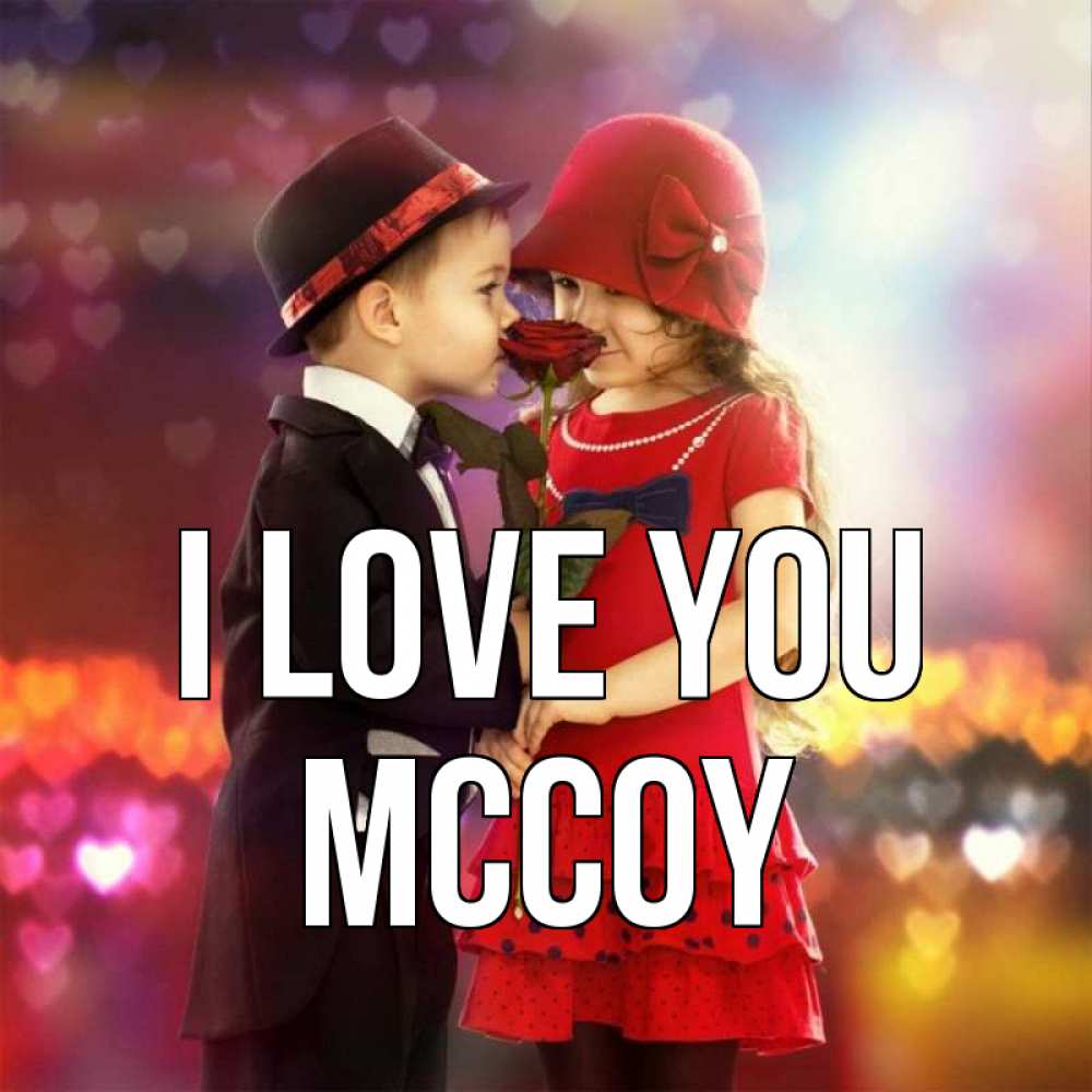 Greetings card с именем, Mccoy I love you черное и красное и роза Greetings with text for free download 