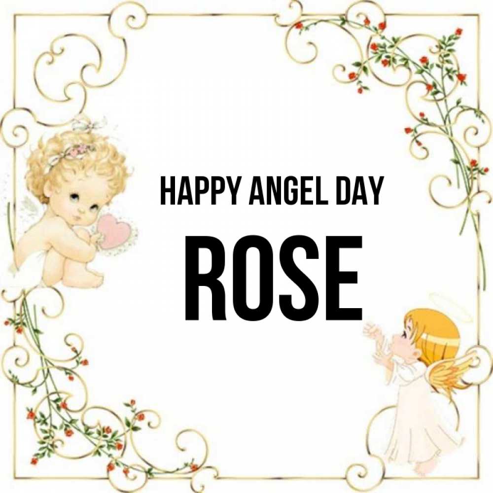 Greetings card с именем, Rose happy angel day ангелы желают прекрасных именин Greetings with text for free download 