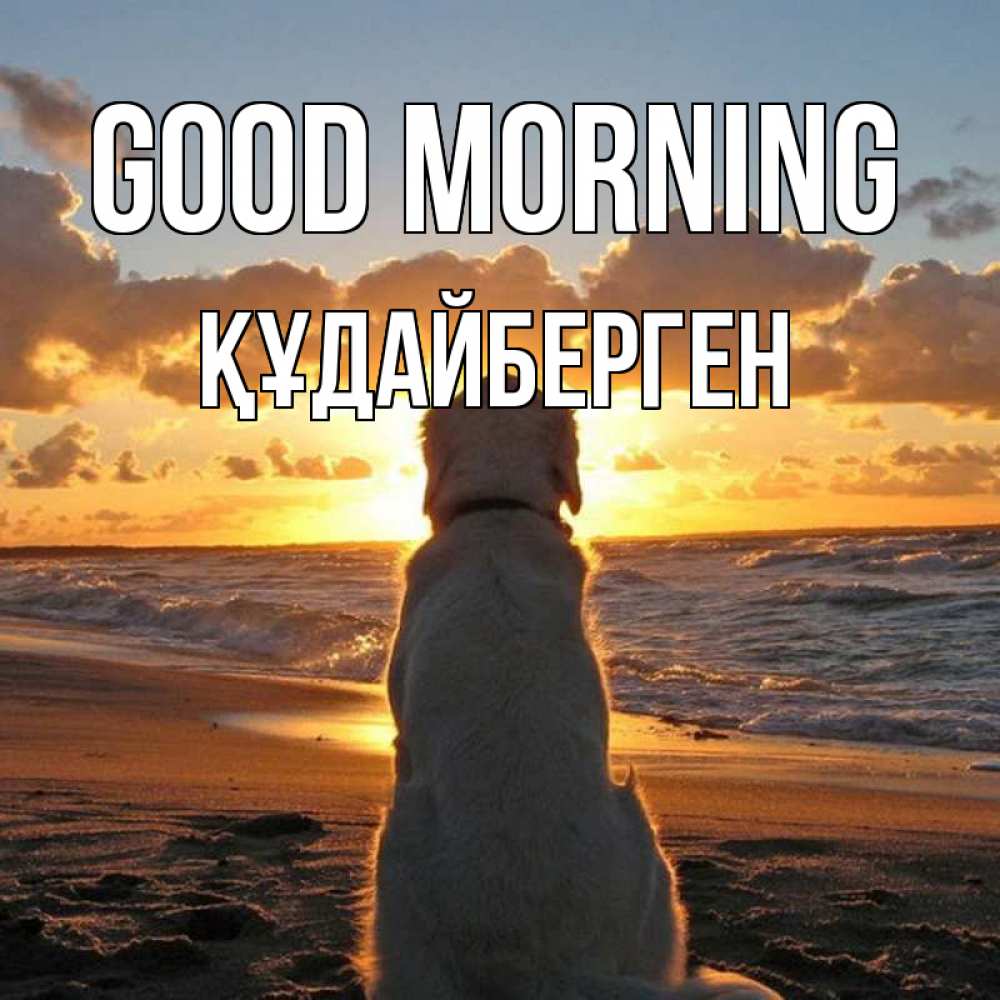 Greetings card с именем, ҚҰДАЙБЕРГЕН Good morning восход солнца Greetings with text for free download 