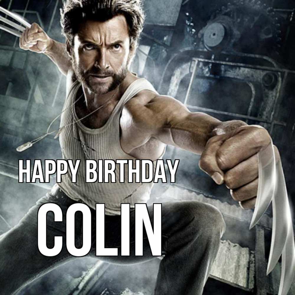 Greetings card с именем, Colin Happy Birthday супергерой в ярости Greetings with text for free download 