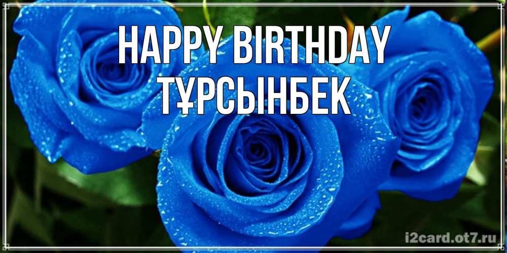 Greetings card с именем, ТҰРСЫНБЕК Happy Birthday розы с синим цветом Greetings with text for free download 
