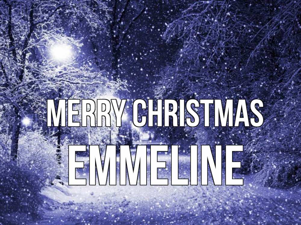Greetings card с именем, Emmeline Merry Christmas зима, снег, фонарь Greetings with text for free download 