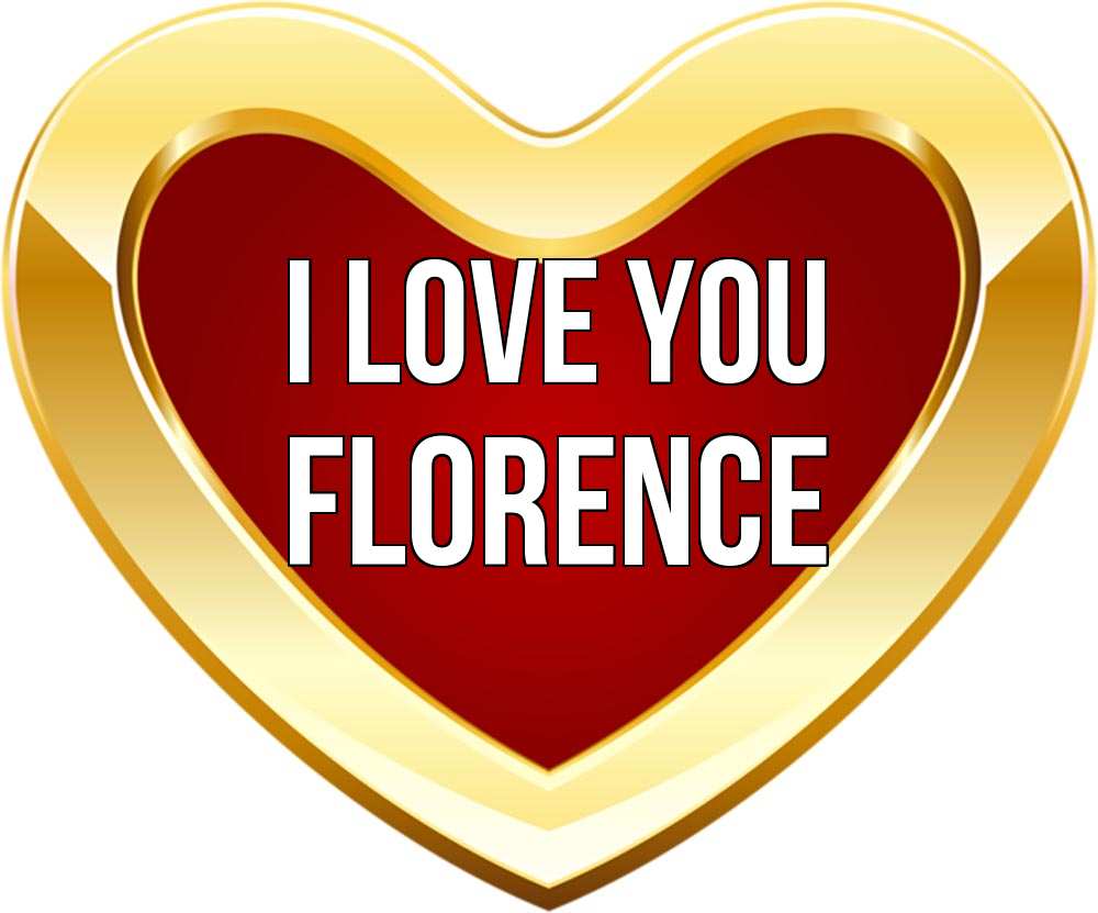 Greetings card с именем, Florence I love you из краски Greetings with text for free download 