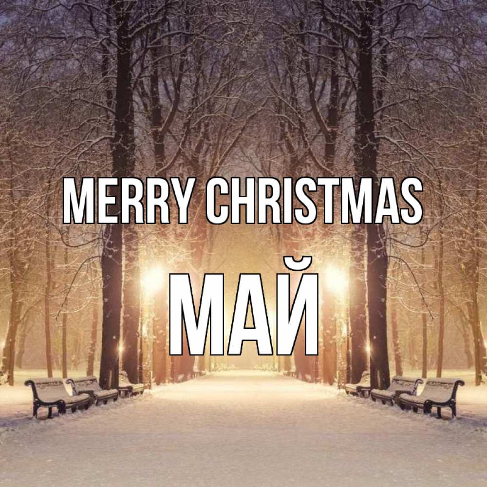 Greetings card с именем, Май Merry Christmas зима, парк, фонарь, лес Greetings with text for free download 