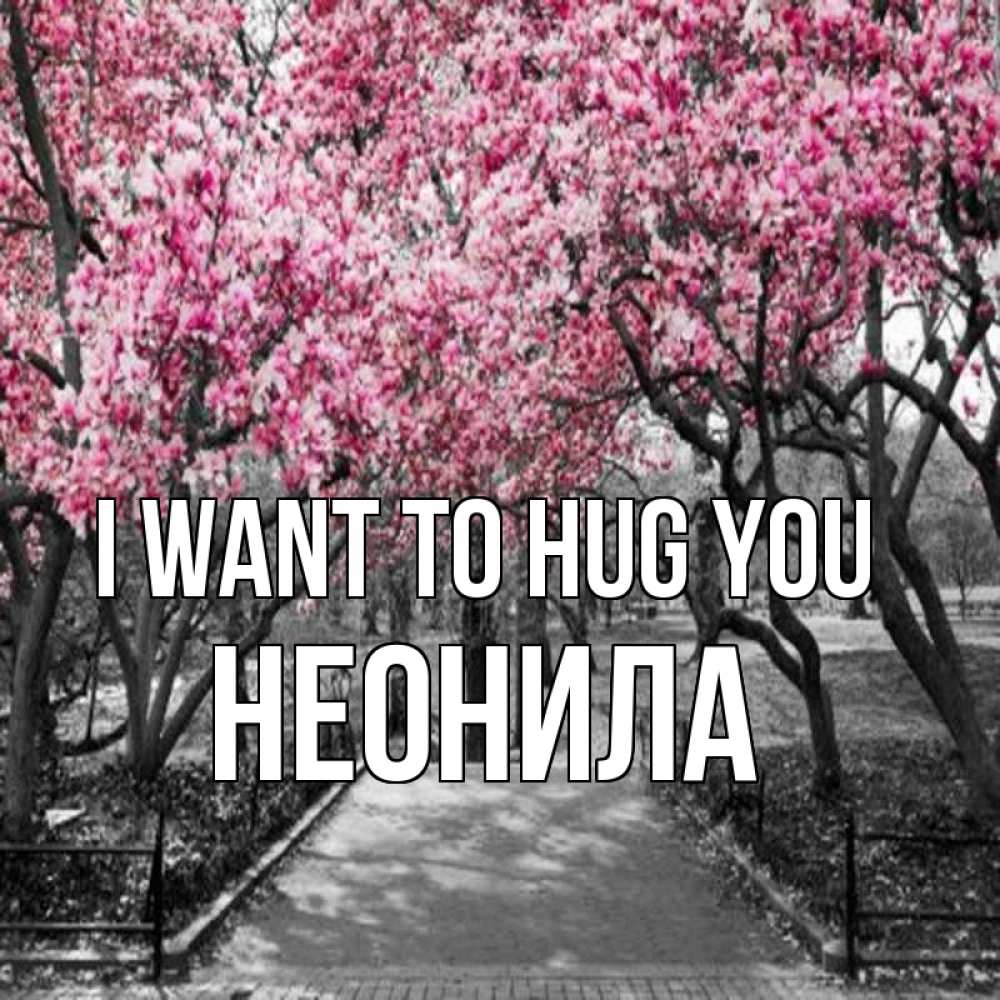 Greetings card с именем, Неонила I want to hug you обработанное фото Greetings with text for free download 