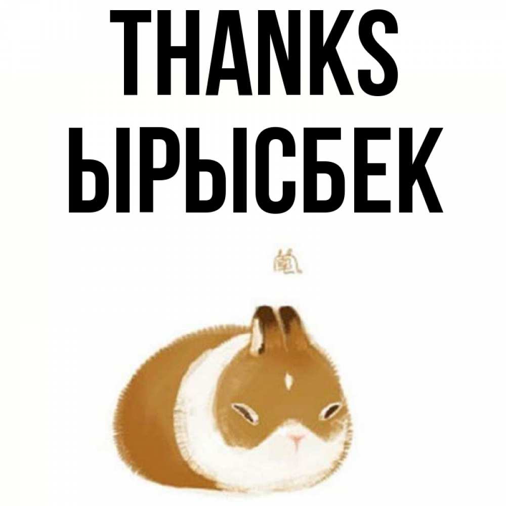 Greetings card с именем, ЫРЫСБЕК Thanks коричнево белый домашний питомец Greetings with text for free download 