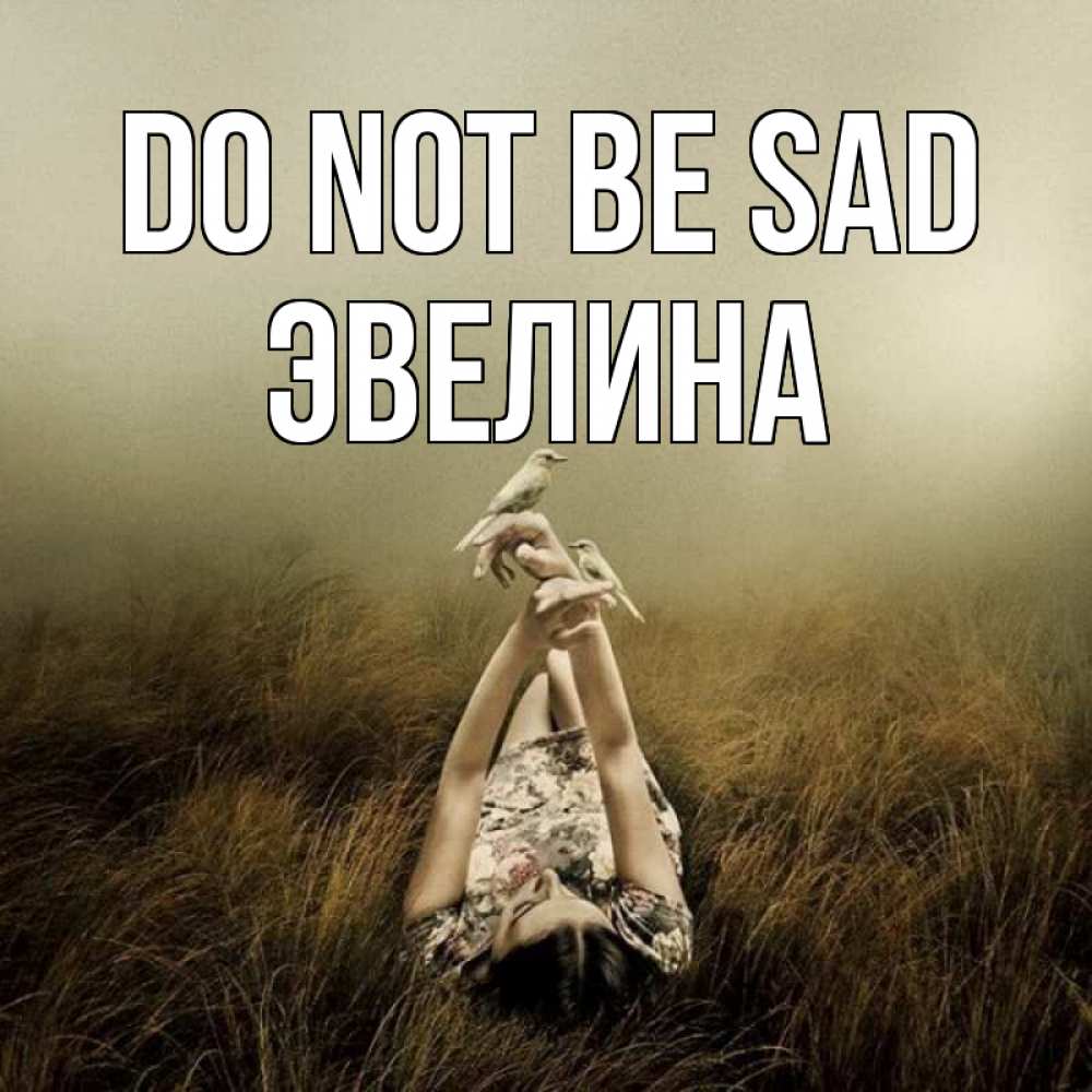 Greetings card с именем, Эвелина Do not be sad поле и туман Greetings with text for free download 