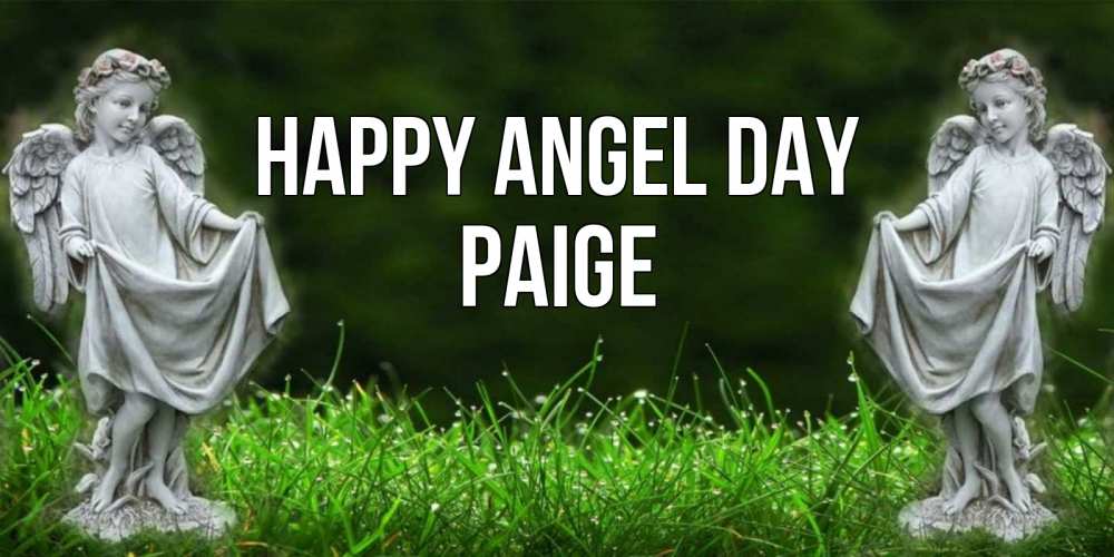 Greetings card с именем, Paige happy angel day небо, ангел, девушка Greetings with text for free download 