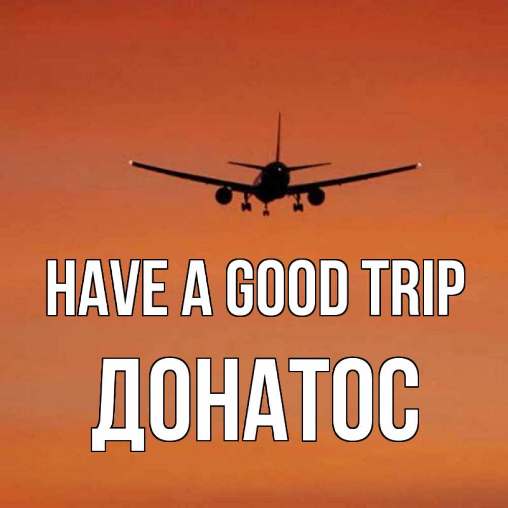 Greetings card с именем, Донатос Have a good trip силуэт самолета Greetings with text for free download 