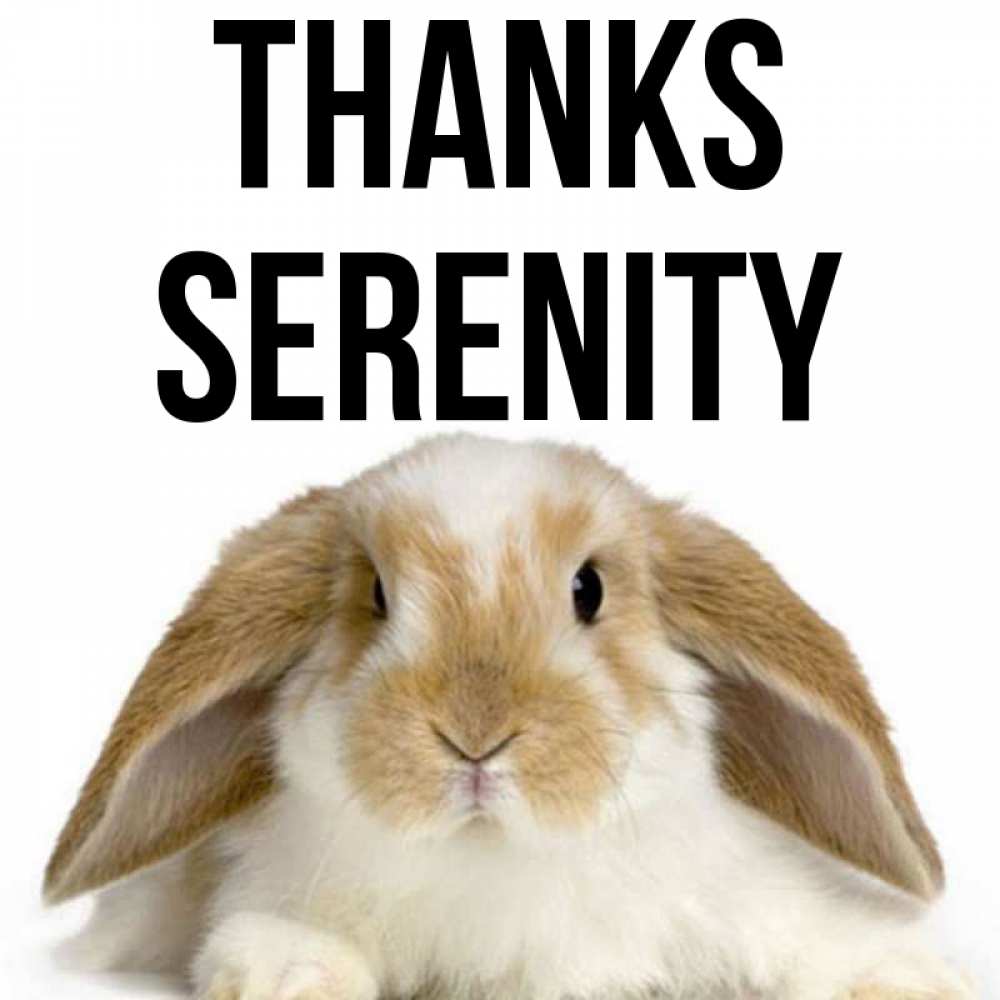 Greetings card с именем, Serenity Thanks коричнево белый заяц Greetings with text for free download 