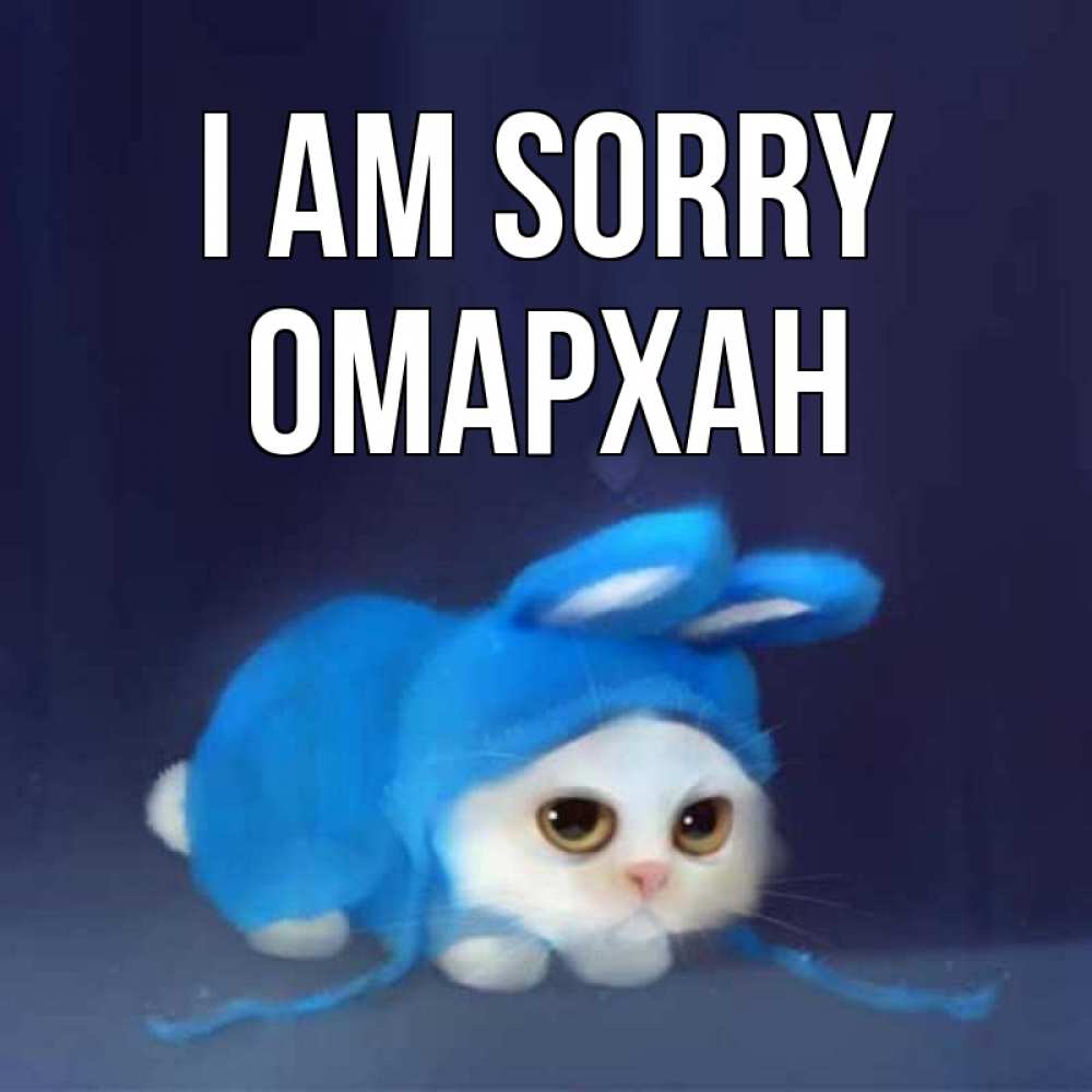 Greetings card с именем, ОМАРХАН I am sorry невинный котозай просит прощения Greetings with text for free download 