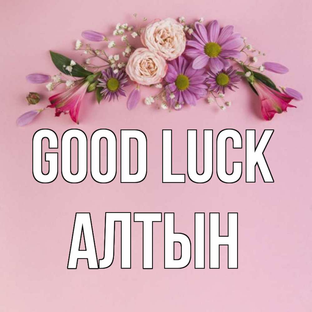 Greetings card с именем, АЛТЫН Good luck розовый фон Greetings with text for free download 