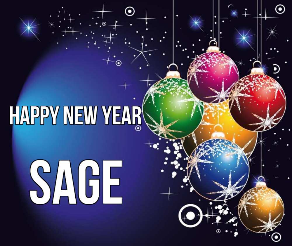 Greetings card с именем, Sage Happy New Year новый год Greetings with text for free download 