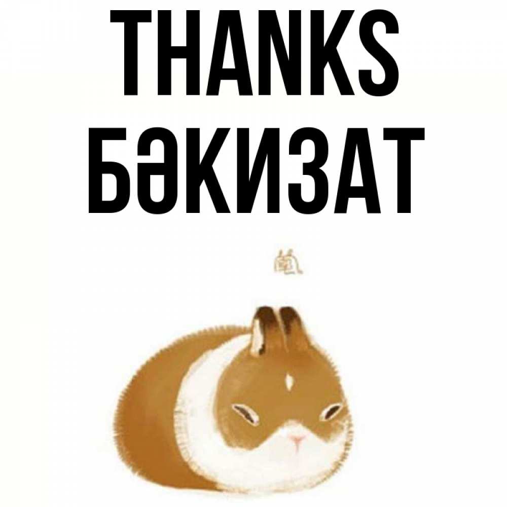 Greetings card с именем, БӘКИЗАТ Thanks коричнево белый домашний питомец Greetings with text for free download 