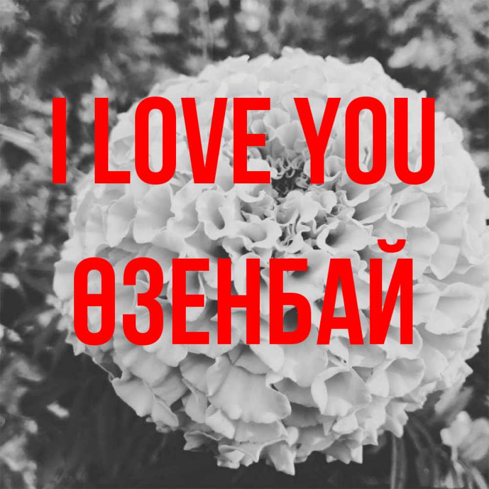 Greetings card с именем, ӨЗЕНБАЙ I love you подпись Greetings with text for free download 