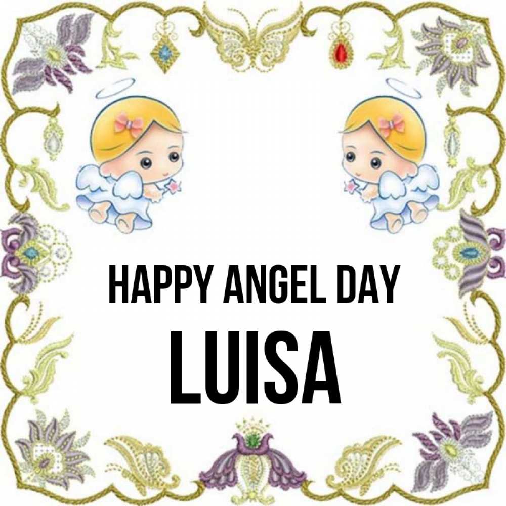 Greetings card с именем, Luisa happy angel day маленькие ангелы с крылышками Greetings with text for free download 