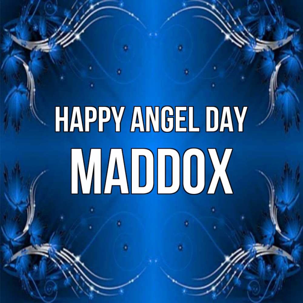 Greetings card с именем, Maddox happy angel day красивая рамочка с узорами Greetings with text for free download 
