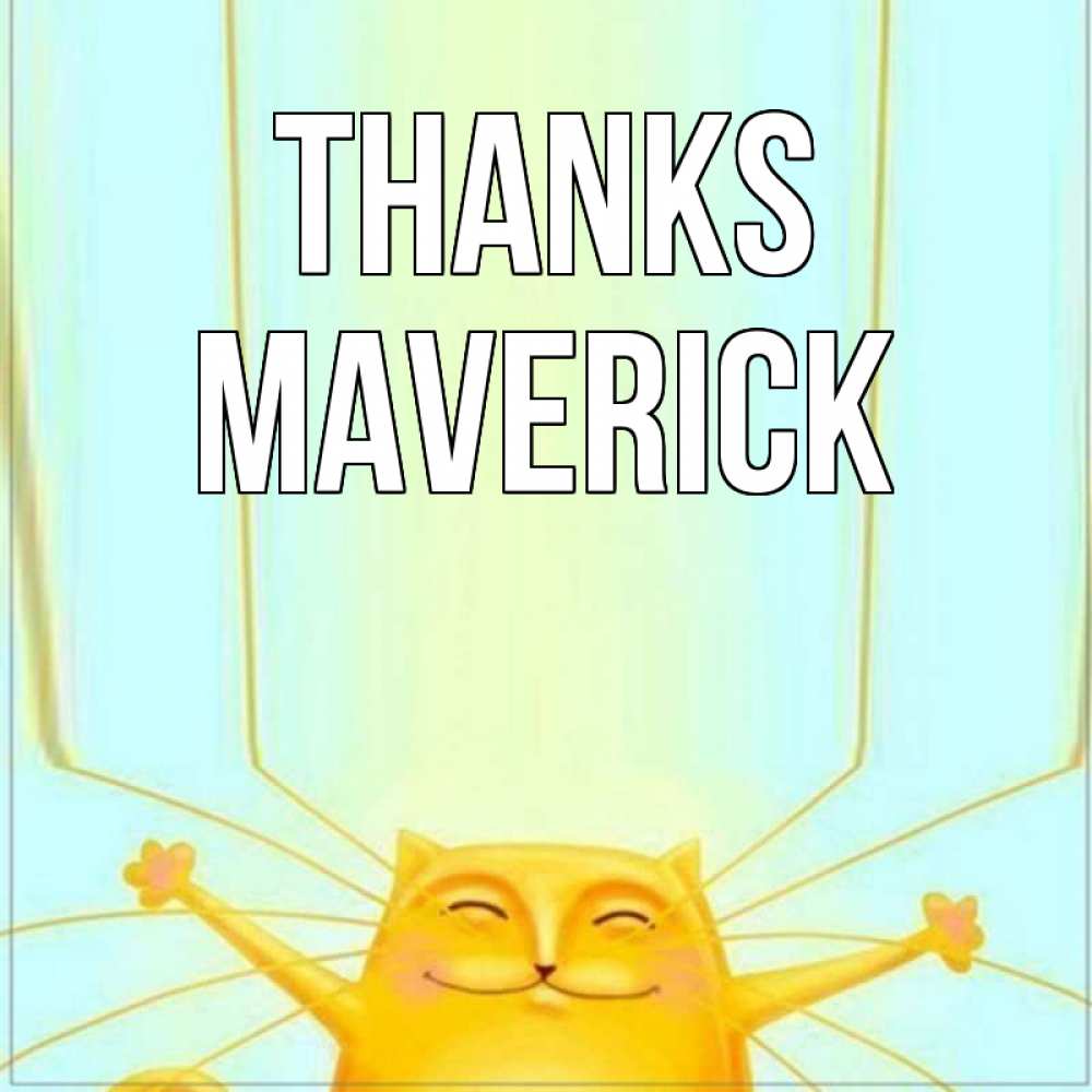 Greetings card с именем, Maverick Thanks кот с усами благодарит Greetings with text for free download 