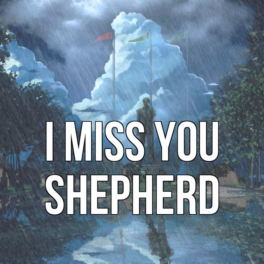 Greetings card с именем, Shepherd I miss you печалька Greetings with text for free download 