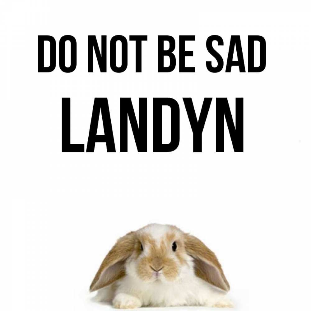 Greetings card с именем, Landyn Do not be sad коричнево белый заяц с большими ушками Greetings with text for free download 