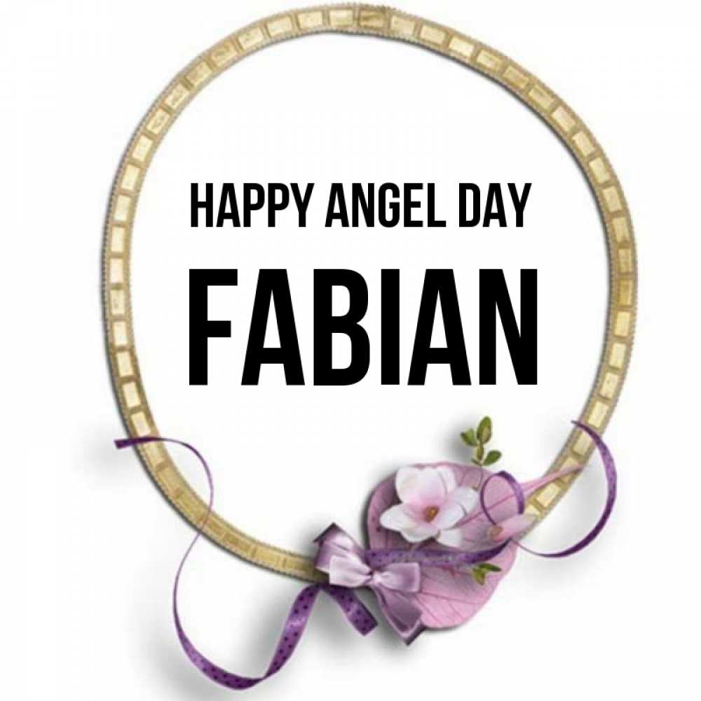 Greetings card с именем, Fabian happy angel day золотая рамочка Greetings with text for free download 