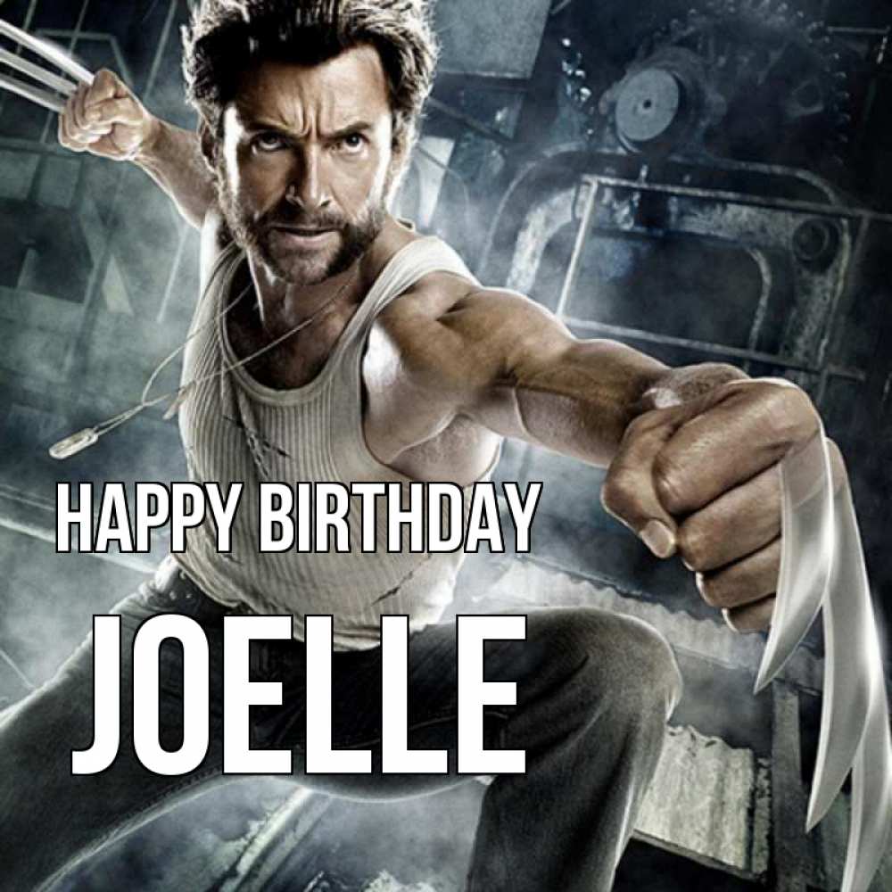 Greetings card с именем, Joelle Happy Birthday супергерой в ярости Greetings with text for free download 