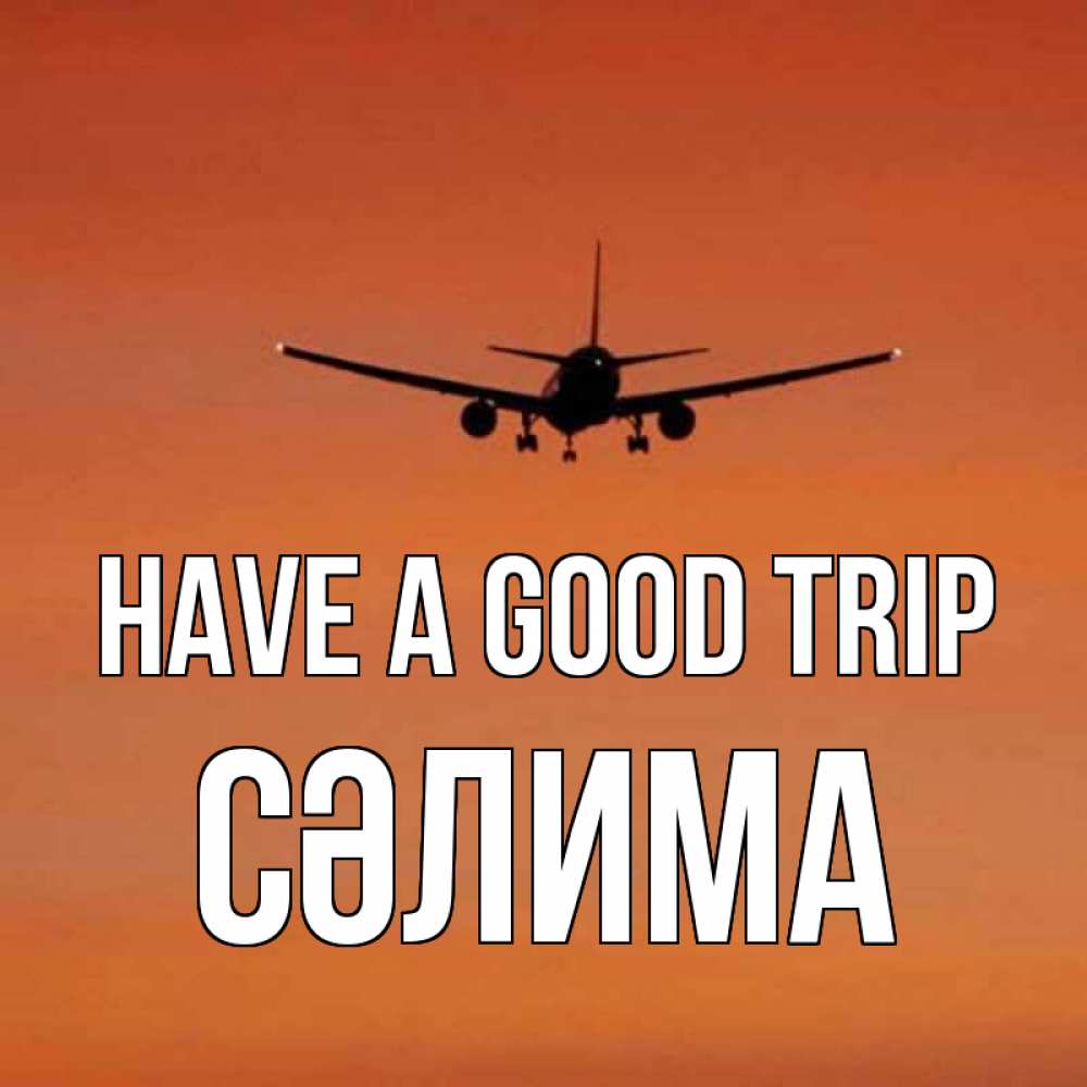 Greetings card с именем, СӘЛИМА Have a good trip силуэт самолета Greetings with text for free download 