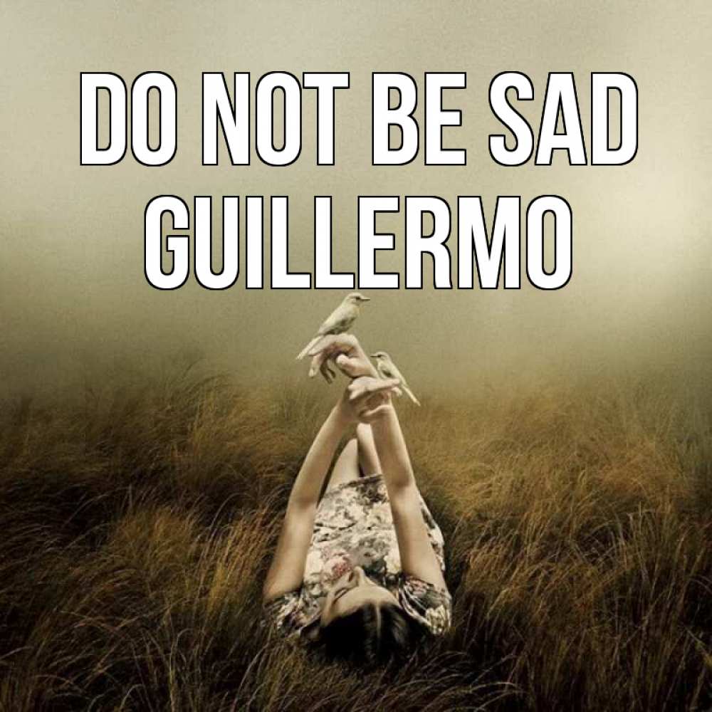 Greetings card с именем, Guillermo Do not be sad поле и туман Greetings with text for free download 