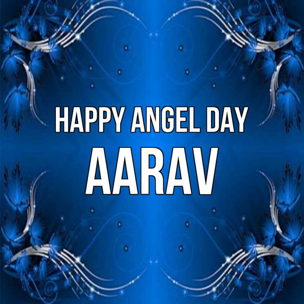 Greetings card с именем, Aarav happy angel day красивая рамочка с узорами Greetings with text for free download 
