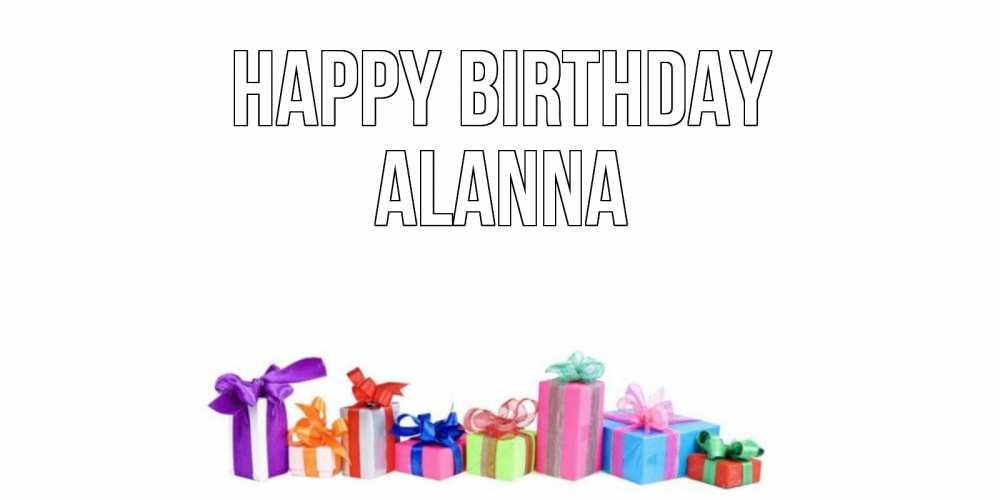 Greetings card с именем, Alanna Happy Birthday Коробка, Greetings with text for free download 