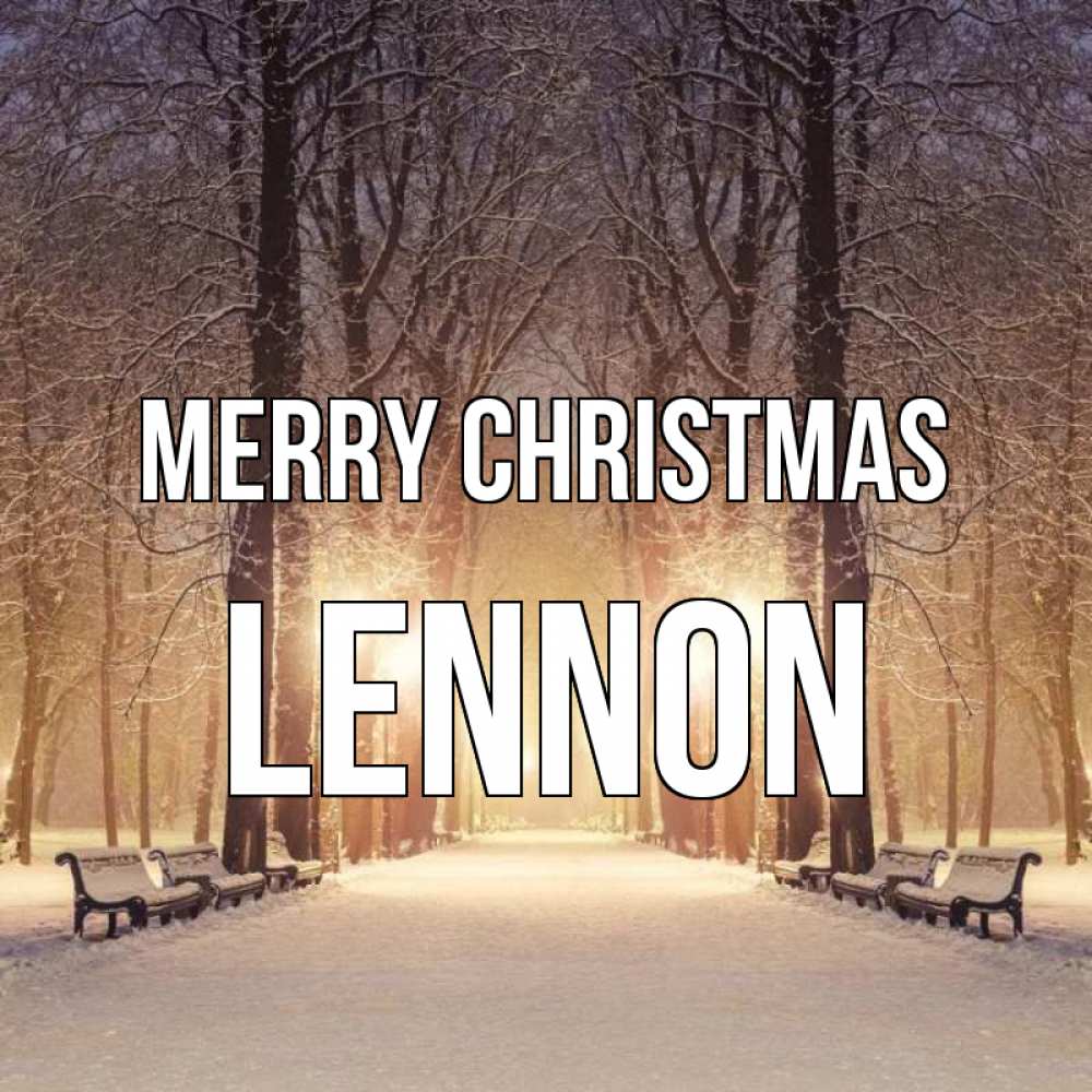 Greetings card с именем, Lennon Merry Christmas зима, парк, фонарь, лес Greetings with text for free download 