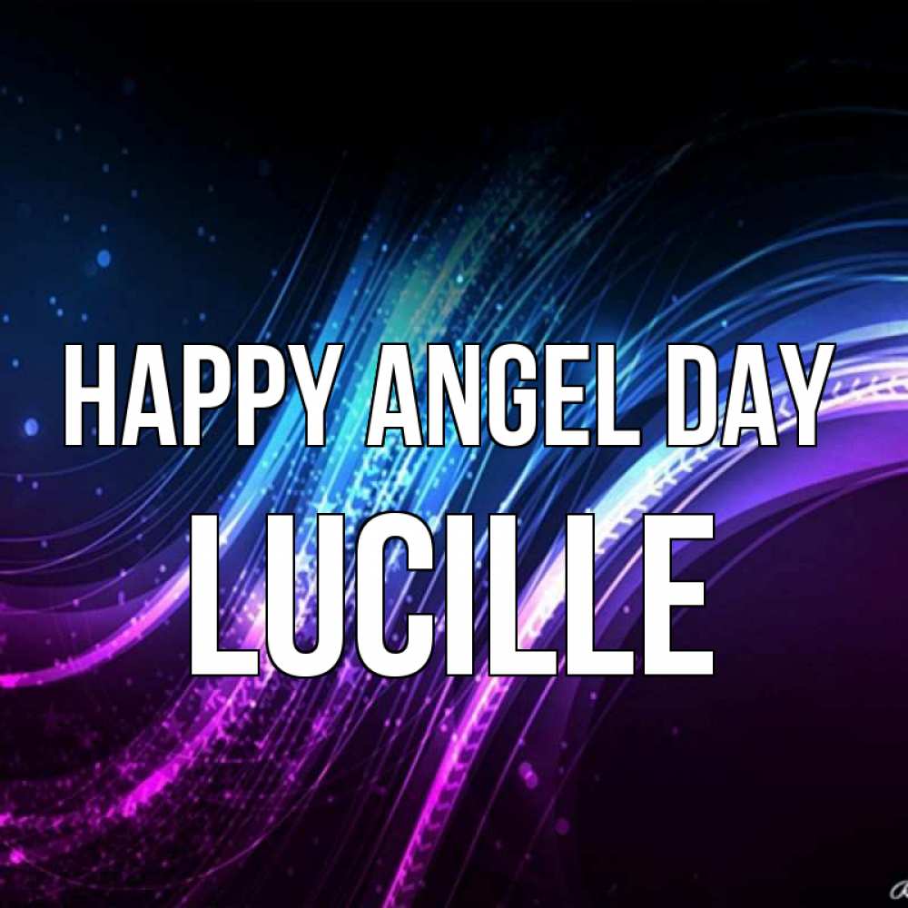 Greetings card с именем, Lucille happy angel day фиолетовый фон Greetings with text for free download 