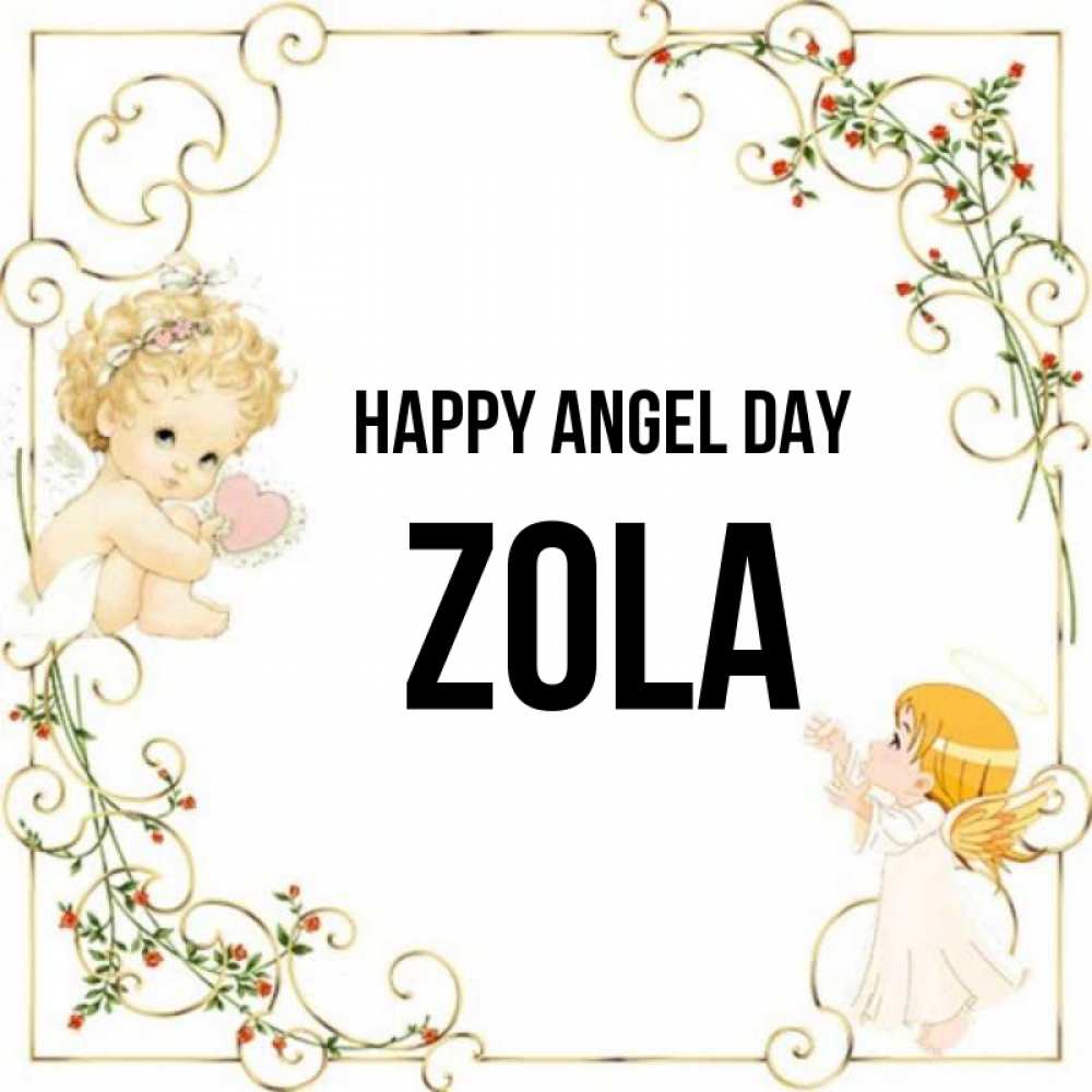 Greetings card с именем, Zola happy angel day ангелы желают прекрасных именин Greetings with text for free download 
