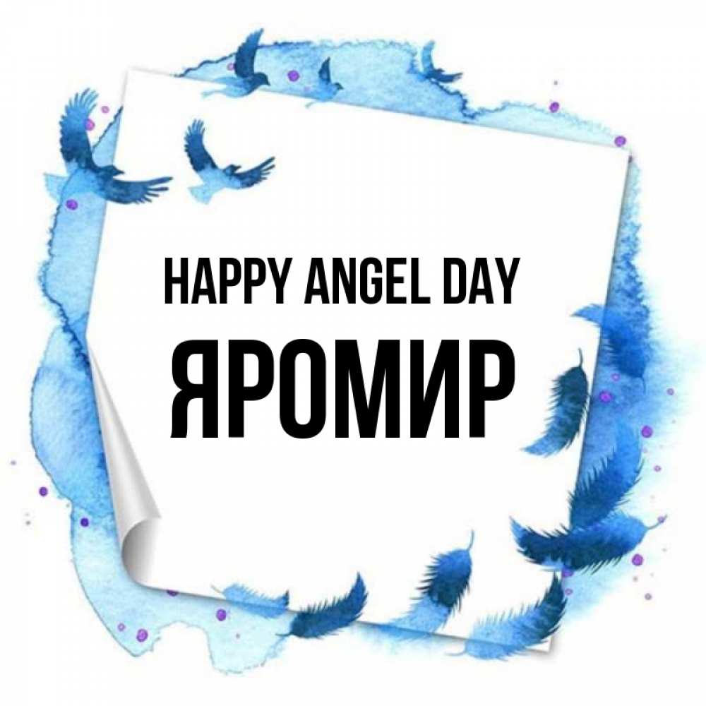 Greetings card с именем, Яромир happy angel day красивые птицы летят Greetings with text for free download 