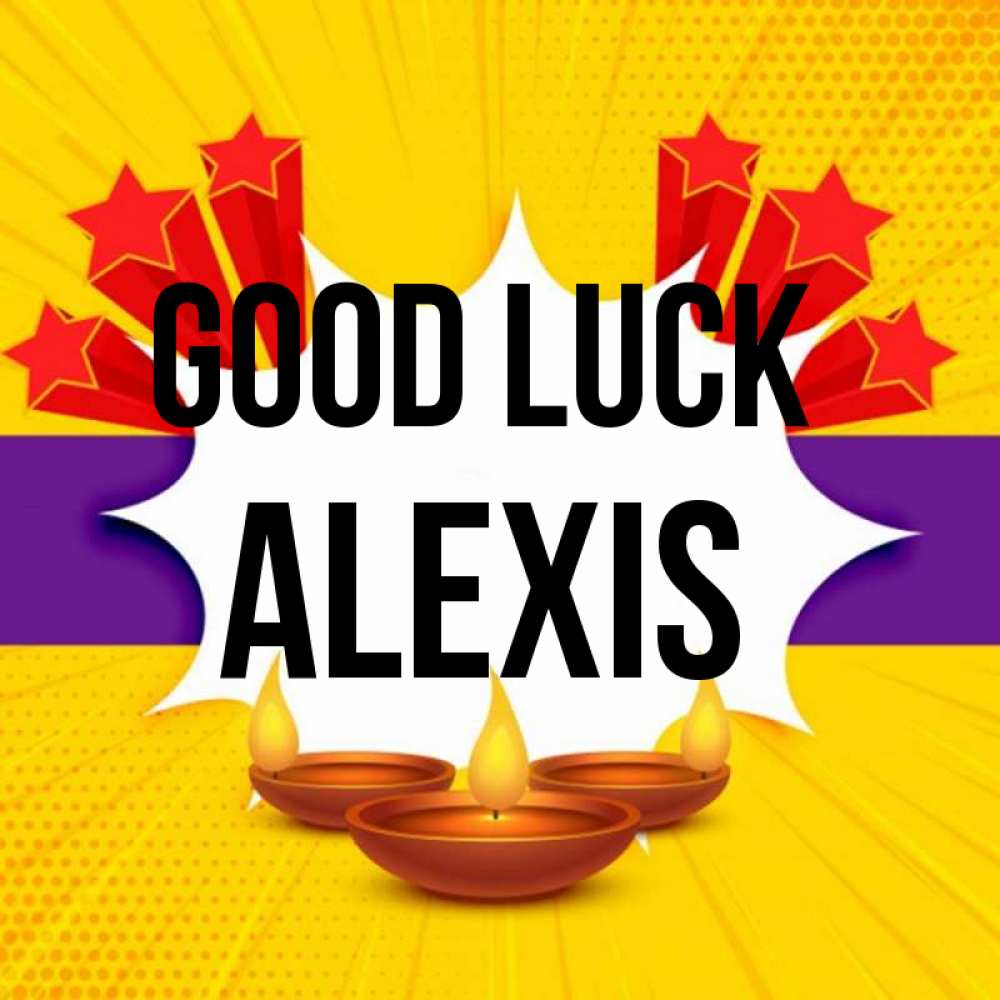 Greetings card с именем, Alexis Good luck векторное изображение Greetings with text for free download 